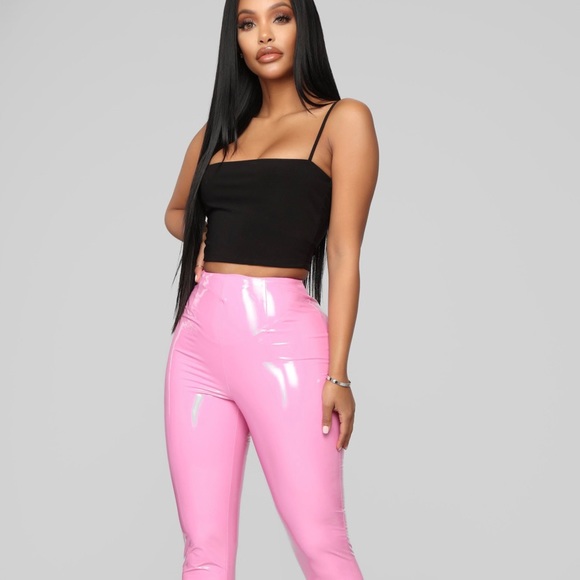 Sexy High Rise Pink Vinyl/Latex Pants - Picture 2 of 7